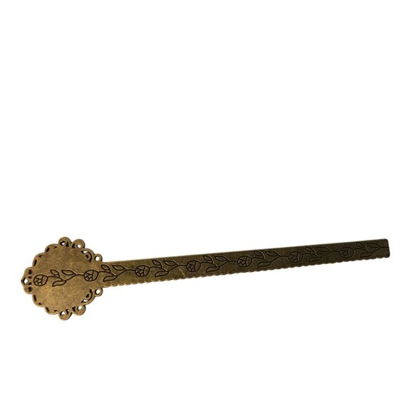 Metal Bookmark Ruler 10cm DIY Craft Antique Bronze Finish With .75 Inch Cabochon - Picture 6 of 7